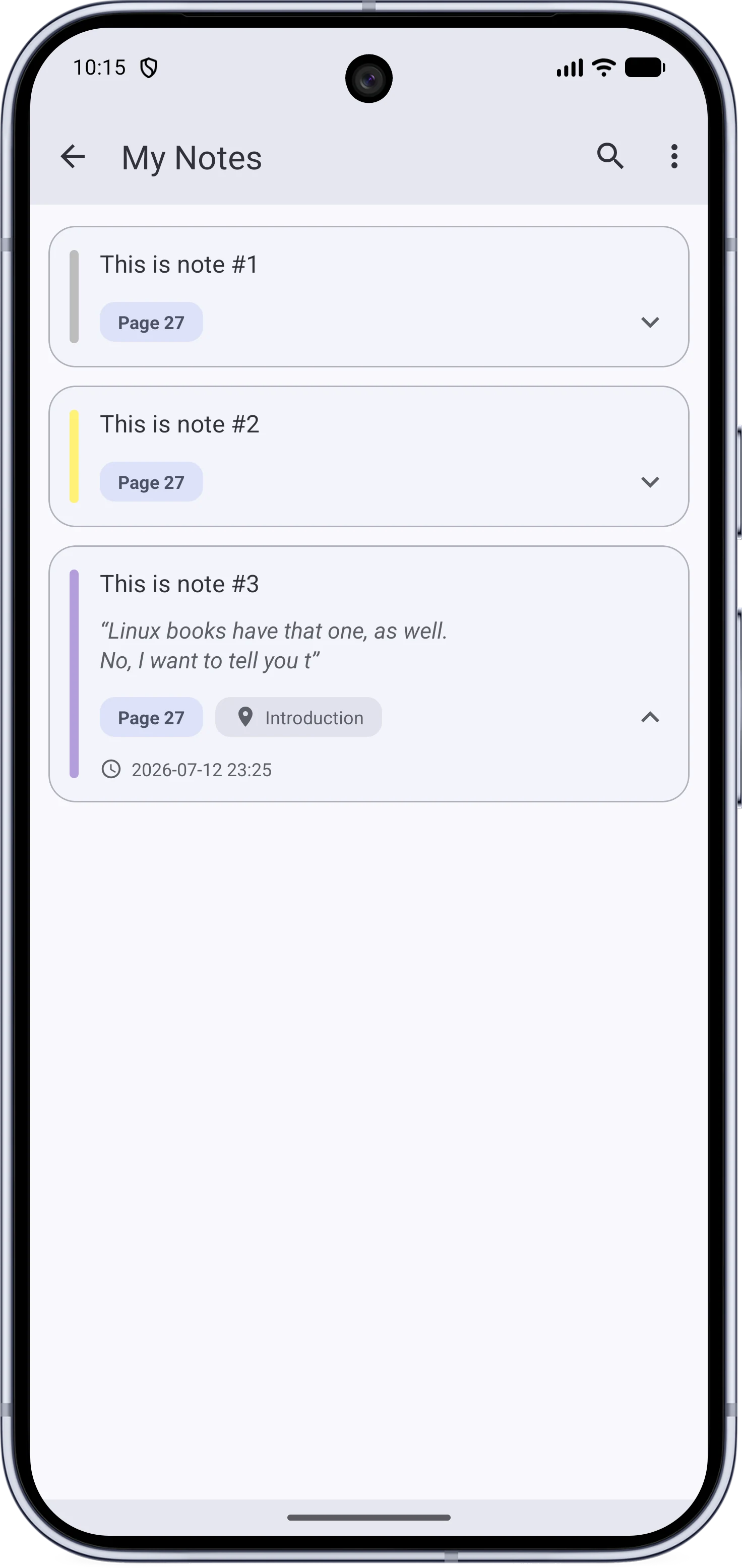 The My Notes page listing notes